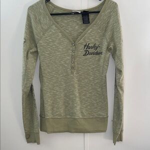Harley-Davidson Green Henley long sleeve- L